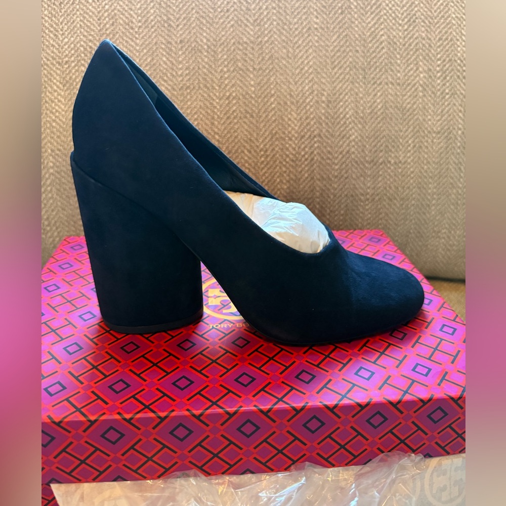 Tory Burch royal Navy thick heel